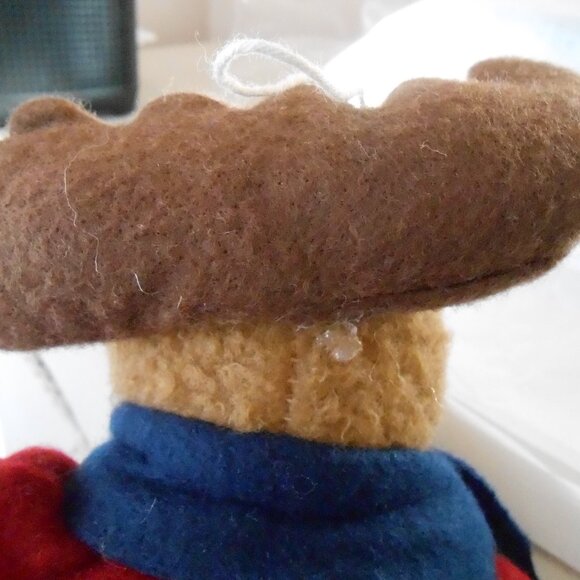 Christmas Moose In Red Sweater Plaid Pants Snowflake Scarf Holding Wreath 12"T - Picture 4 of 4